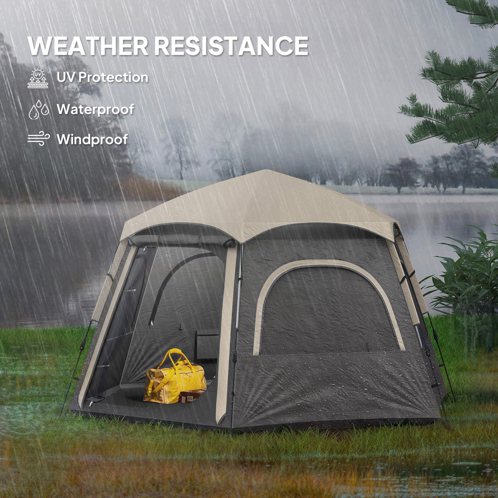 Outsunny 4 Person Instant Easy Setup Dome Camping Tent Dark Grey Image 6
