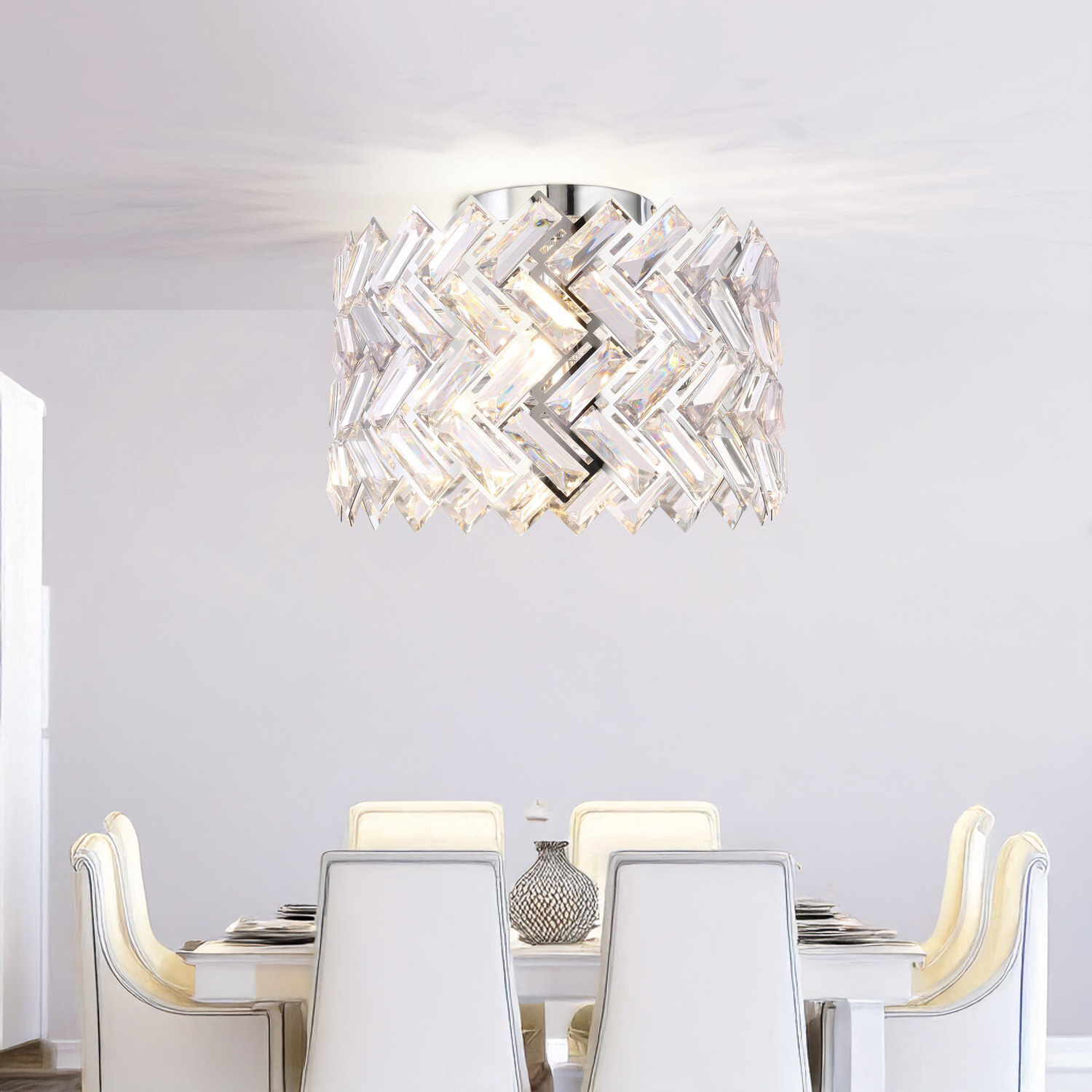Eleanor Flush Ceiling Fitting Silver Image 6