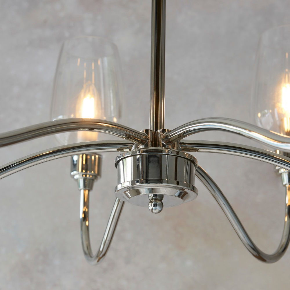 Merano Livorno Clear Glass Bright Nickel Plate Multi Arm Pendant Ceiling Light Image 4
