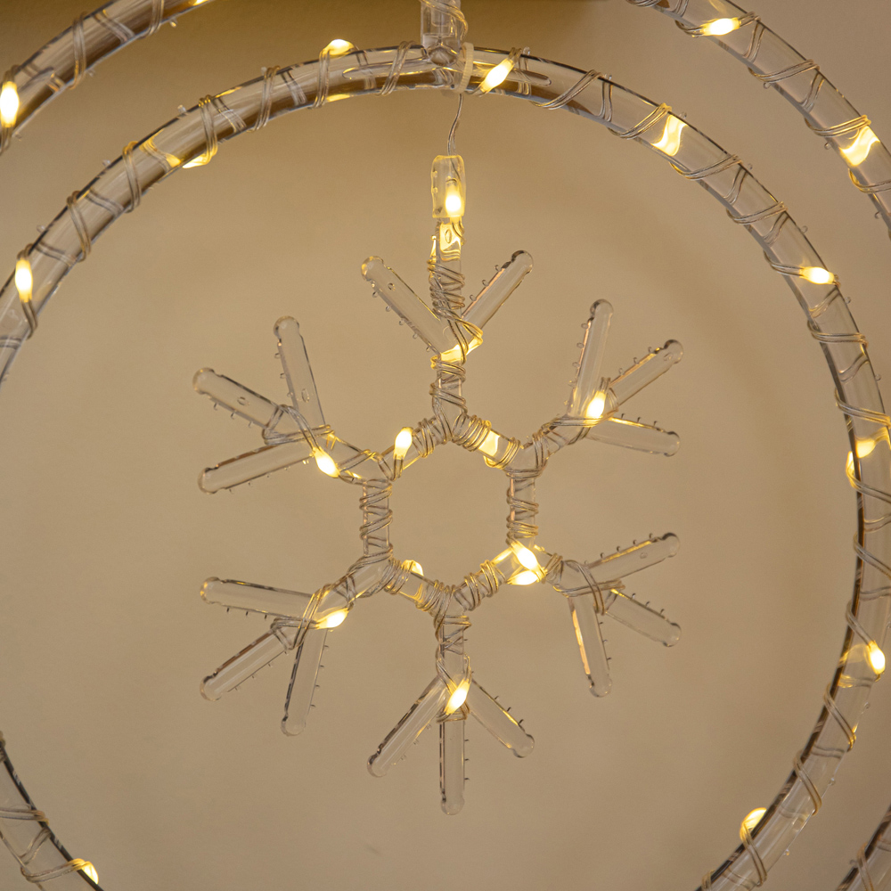 Samuel Alexander 45 Warm White LED Snowflake Ring Hanging Christmas Decoration 34cm Image 4
