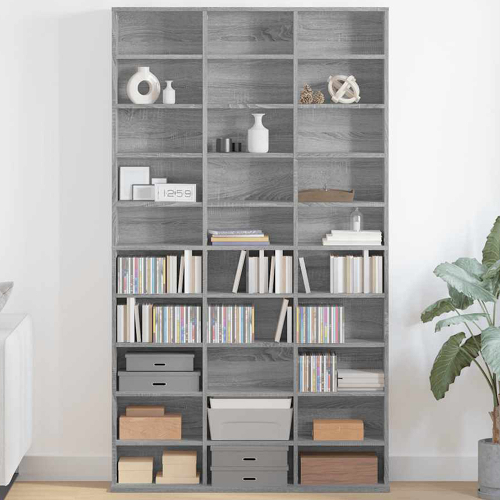 vidaXL 30 Shelf Grey Sonoma CD Cabinet Image 1