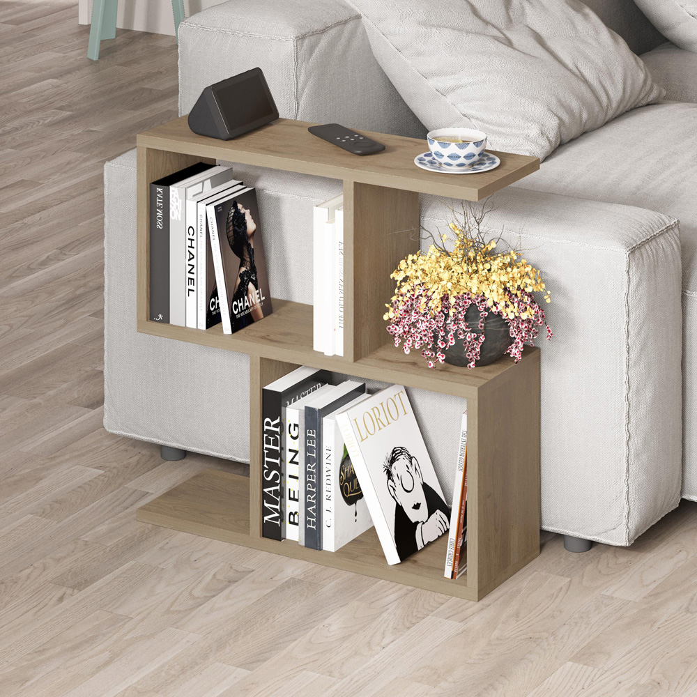 Decortie Homemania 4 Shelf Oak Effect Side Table Image 5