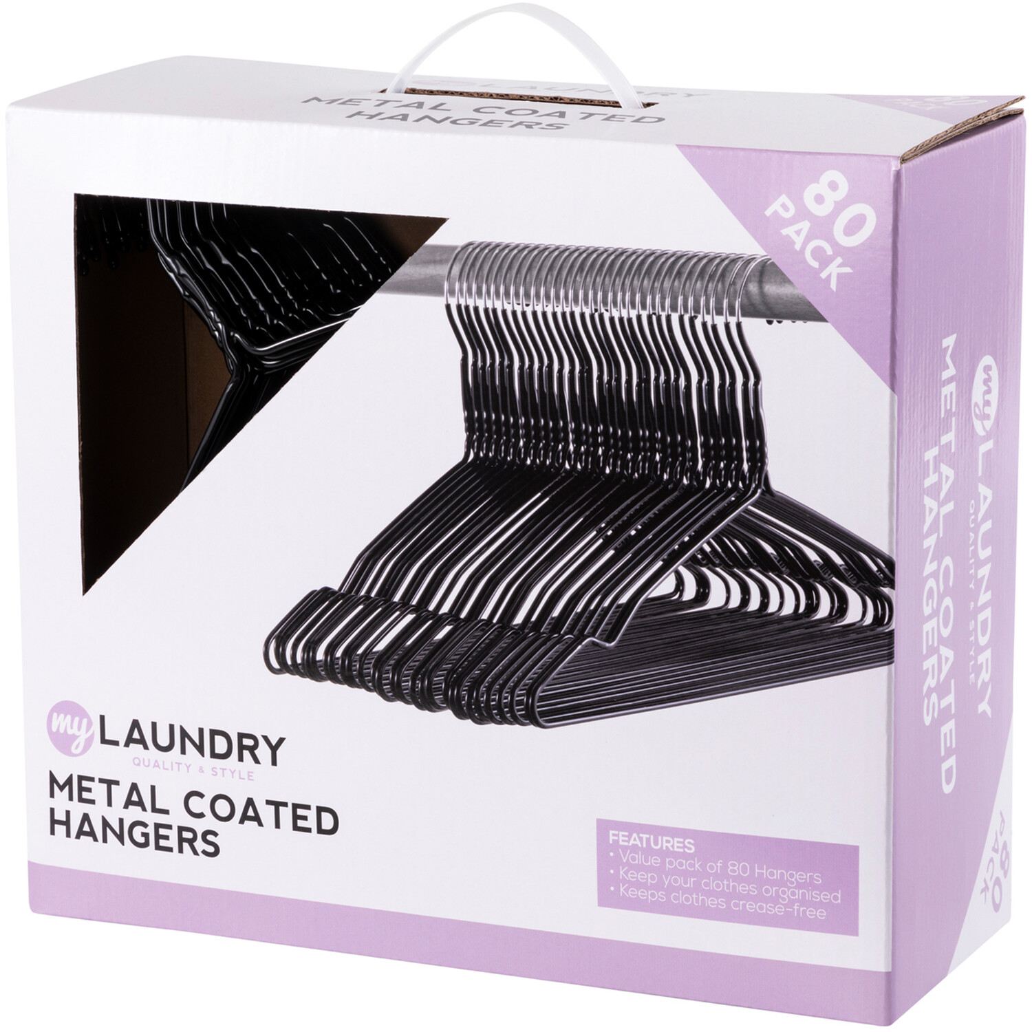 Pack of 80 My Laundry Metal Coated Hangers Black Image 2