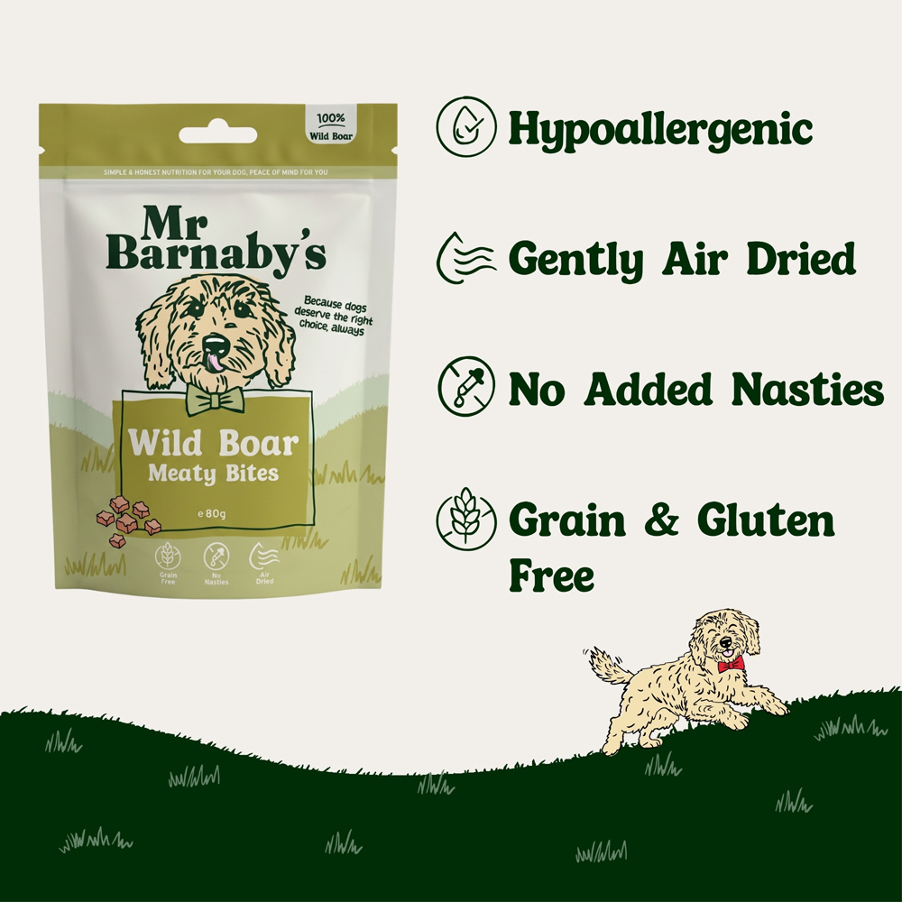 Mr Barnaby's Wild Boar Meaty Bites Dog Treats 80g 4 Pack Image 5