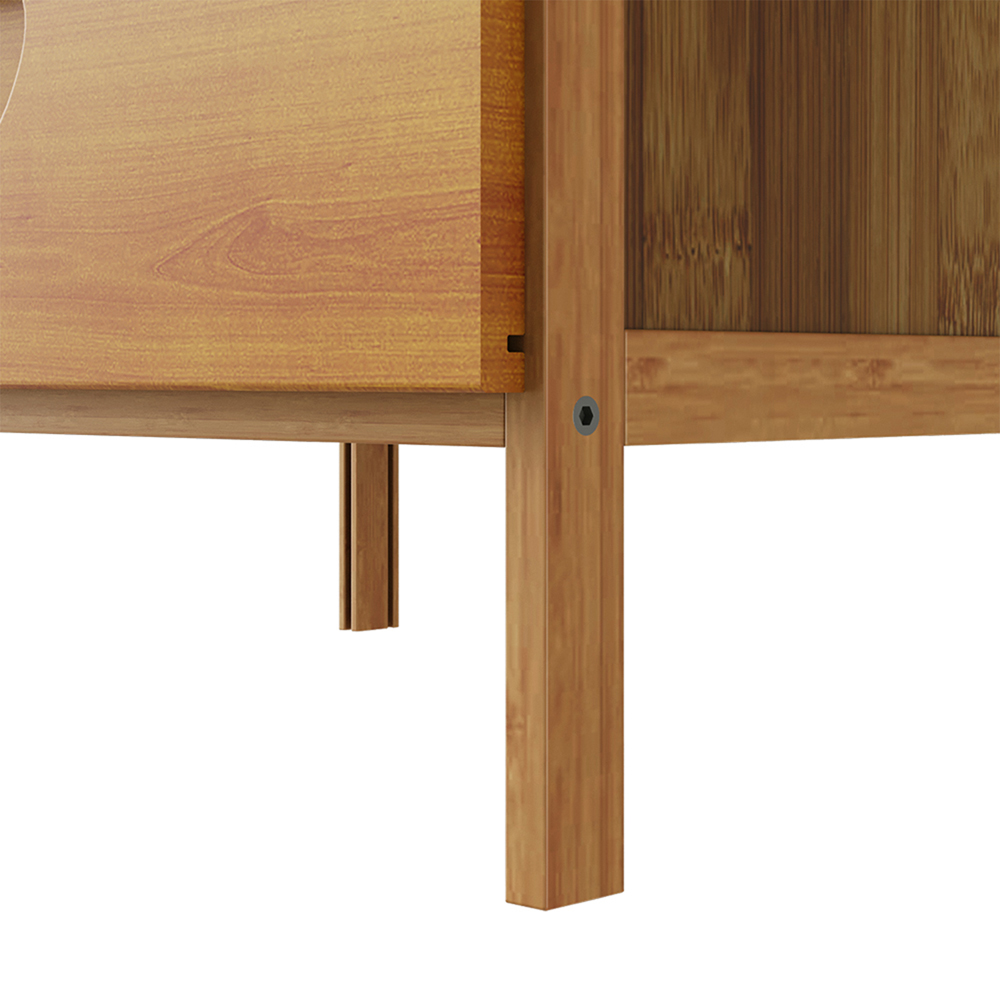 Living and Home Single Drawer 2 Shelf Tea Colour Bedside Table Image 3