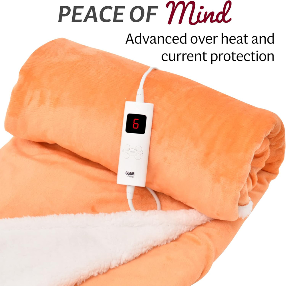 GlamHaus Dark Orange Heated Blanket 160 x 130cm Image 6