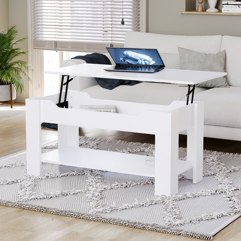 Vida Designs White Lift Up Coffee Table Image 3