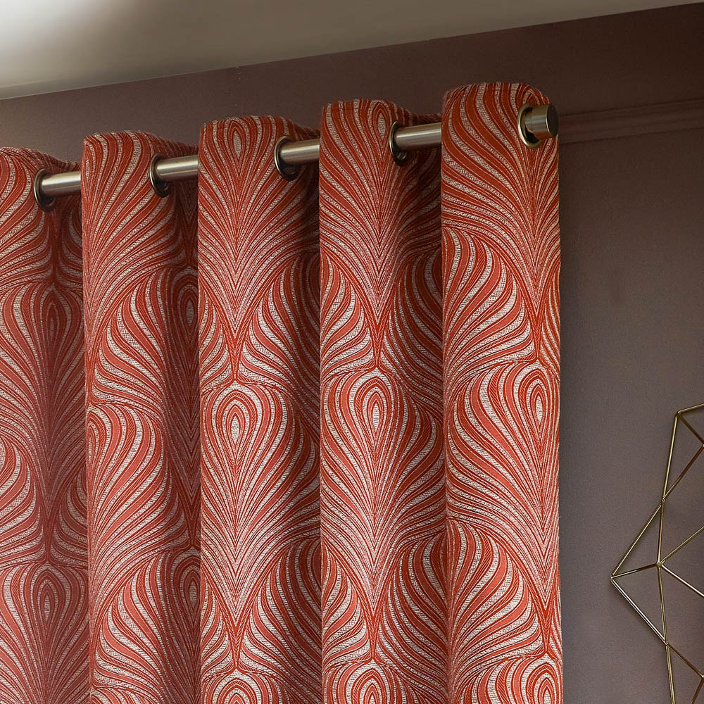Paoletti Gatsby Terracotta Jacquard Eyelet Curtain 229 x 137cm Image 4