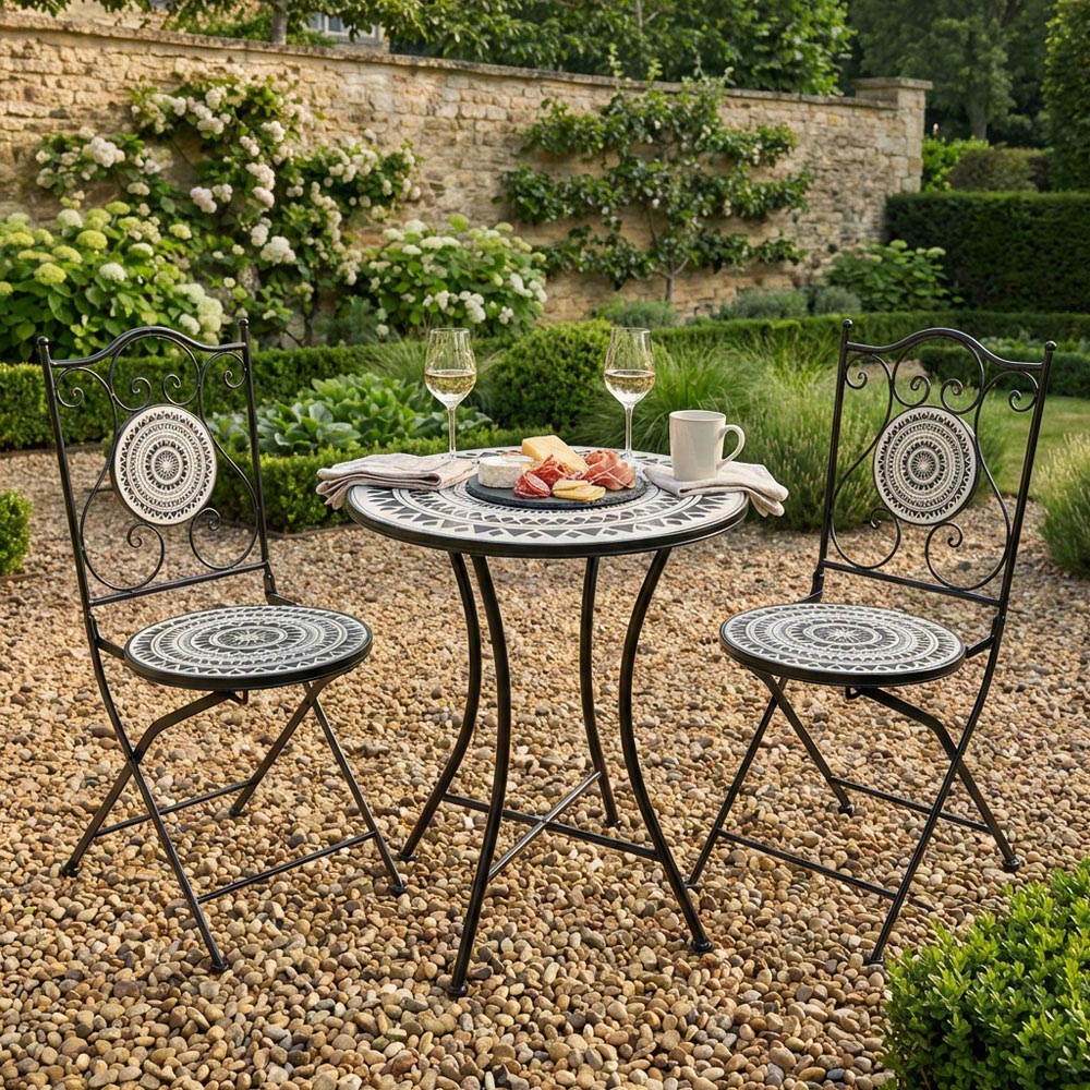Mabel Mosaic Bistro Set - Black and White Image 5