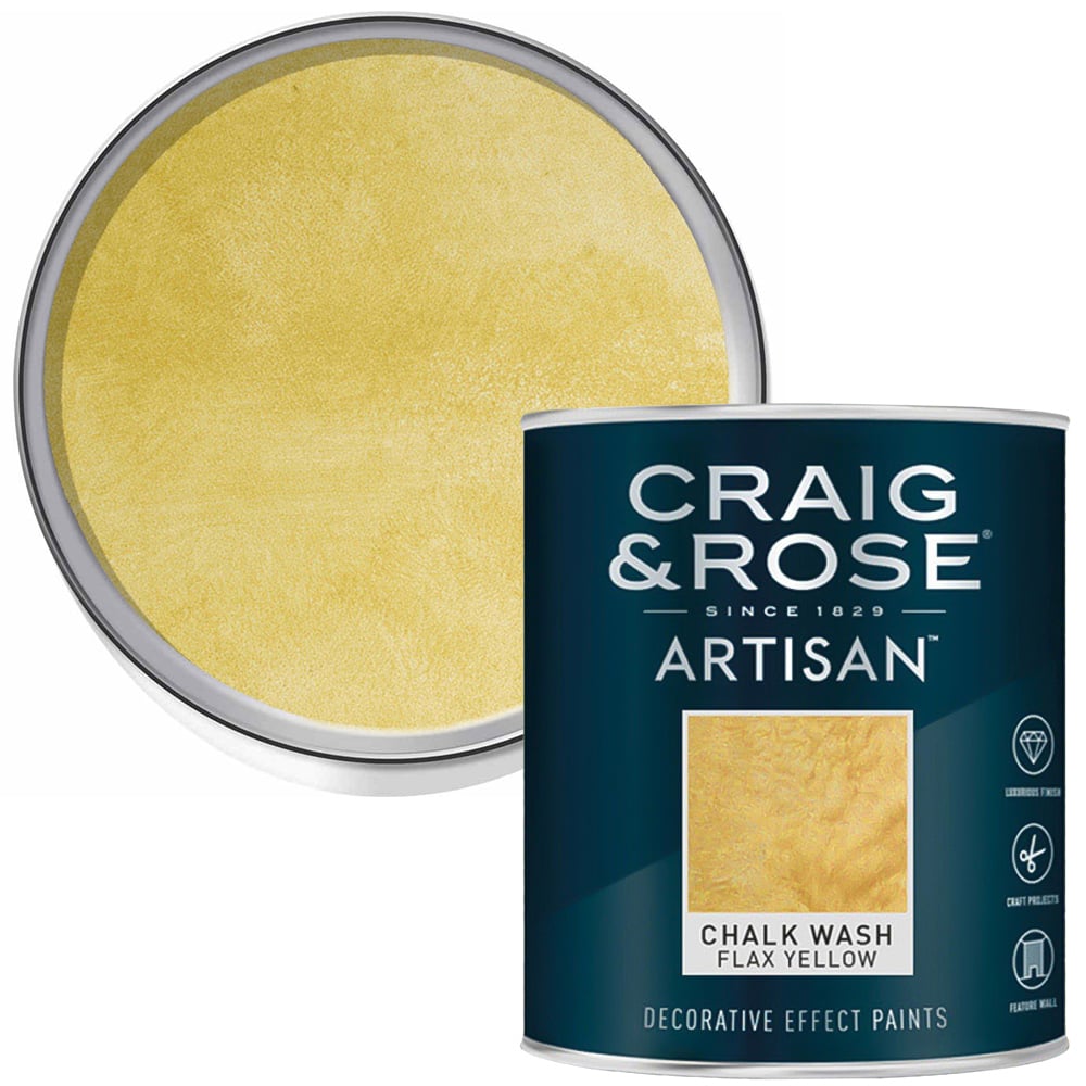 Craig & Rose Artisan Feature Wall Flax Yellow Chalk Wash Paint 750ml Image 1