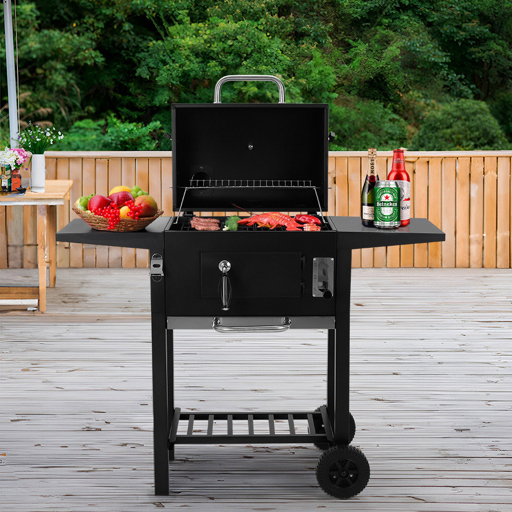 Living and Home Black Charcoal Grill Trolley Image 2