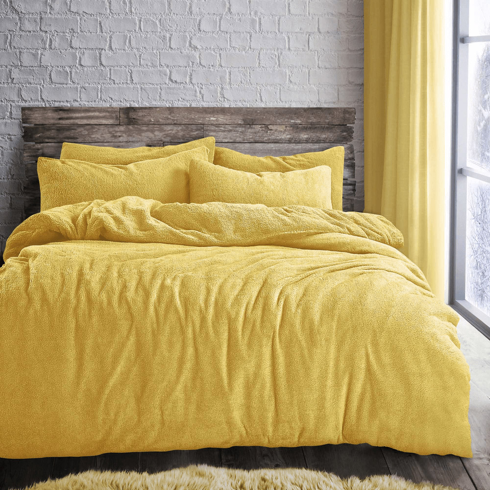 Velosso King Size Ochre Teddy Fleece Duvet Set Image 1