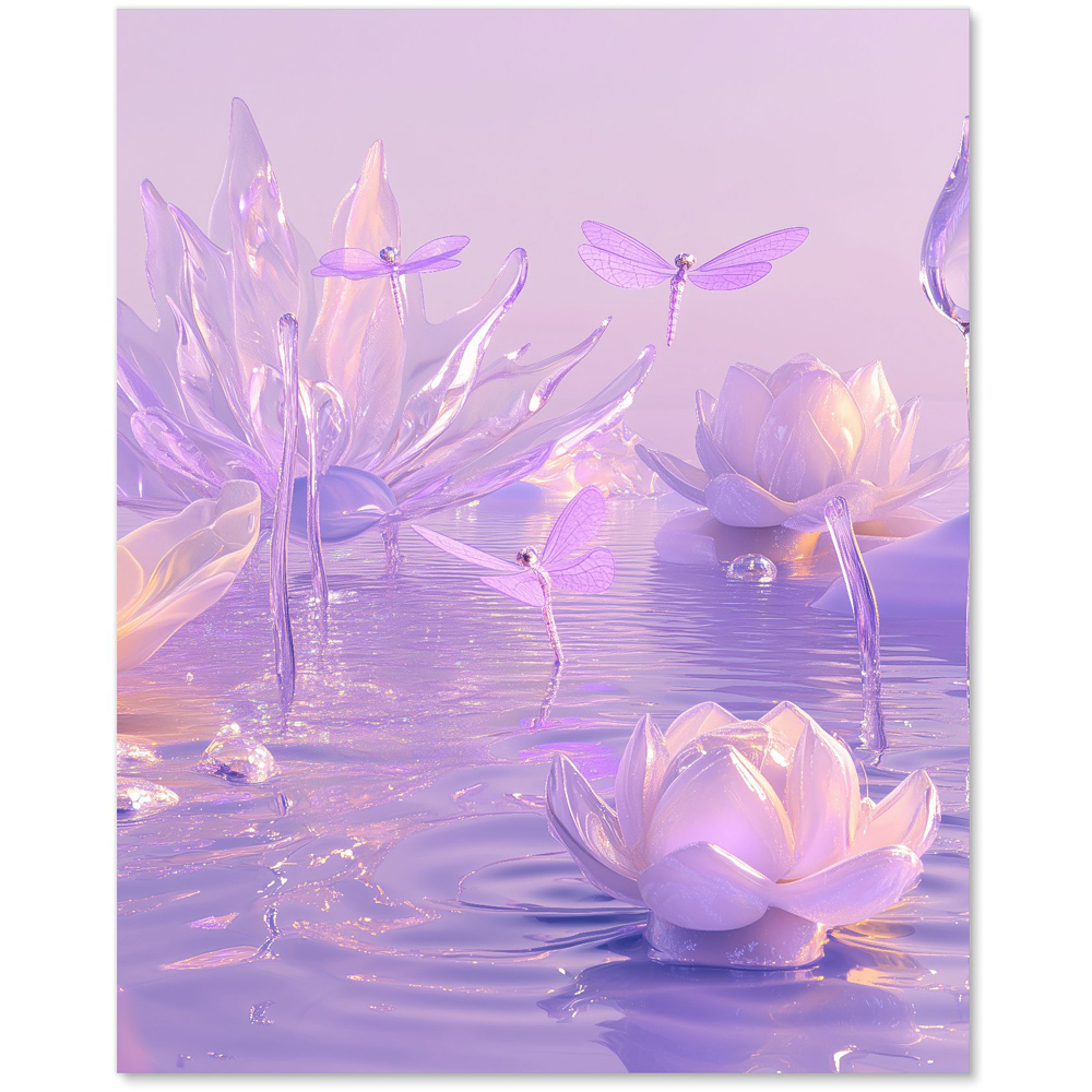 Warren Reed Designer Mystical Waterlilies In Purple Twilight Glass Kitchen Splashback 75 x 60cm Image 2