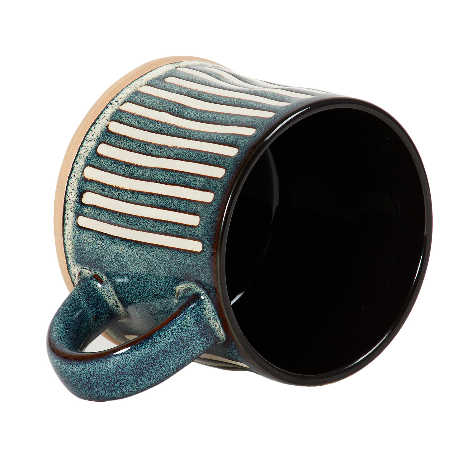 Striped Reactive Glaze Mug - Blue Image 4