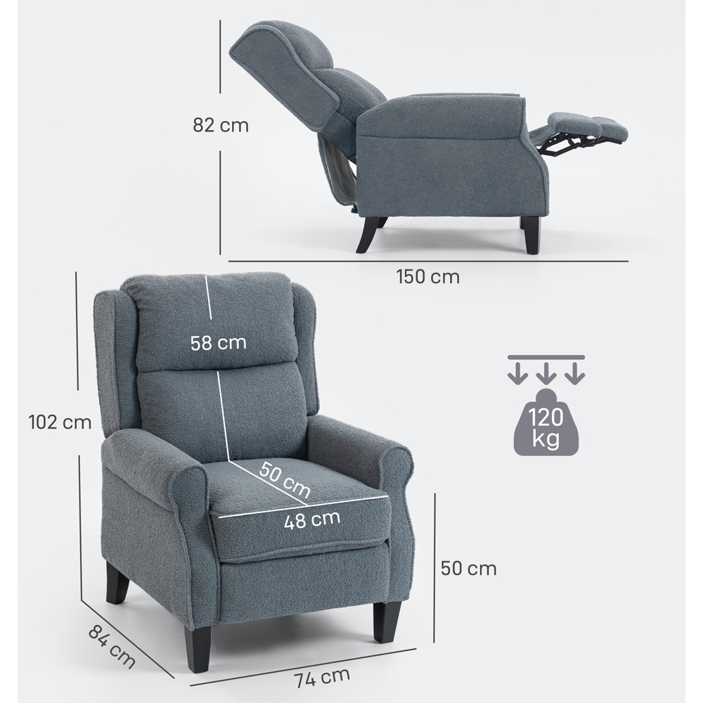 Portland Grey Manual Recliner Armchair  Image 9