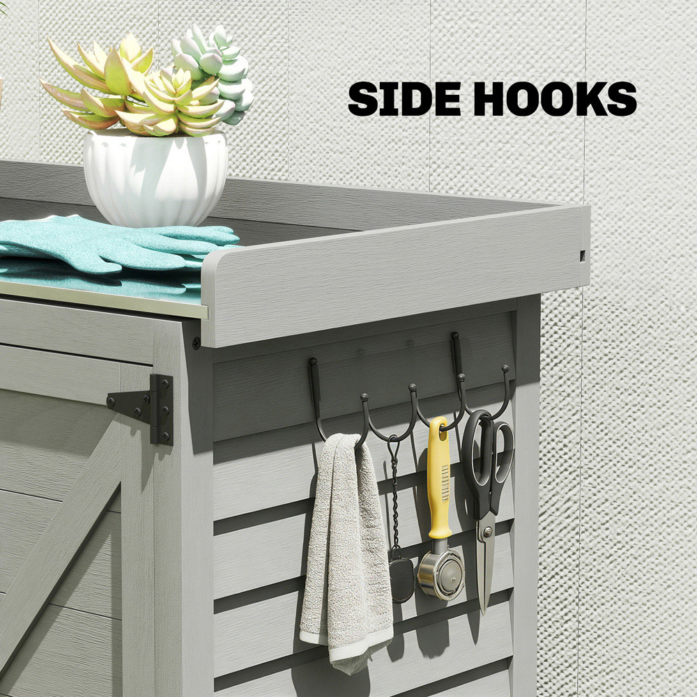 Outsunny 2.3 x 1.2ft 2 Door Grey Wooden Garden Shed Image 6