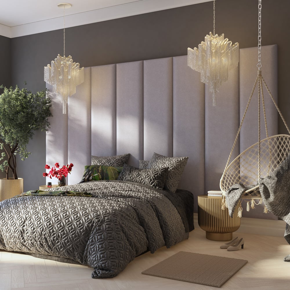 Aspire Furniture Llewelyn-Bowen Luxury Grey Eire Linen Wall Mounted Headboard 45cm Image 3