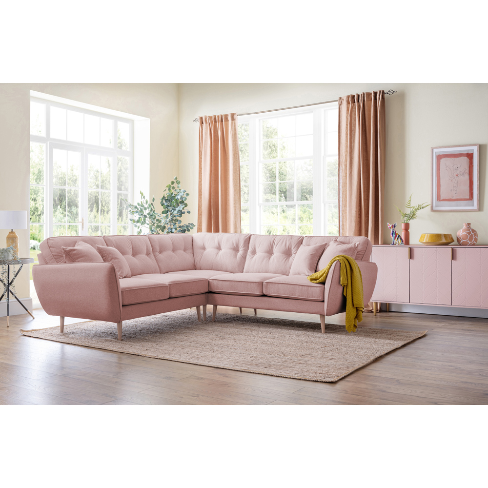 Opry Faro 4 Seater Button Back Soft Pink Left Hand Corner Sofa Image 5