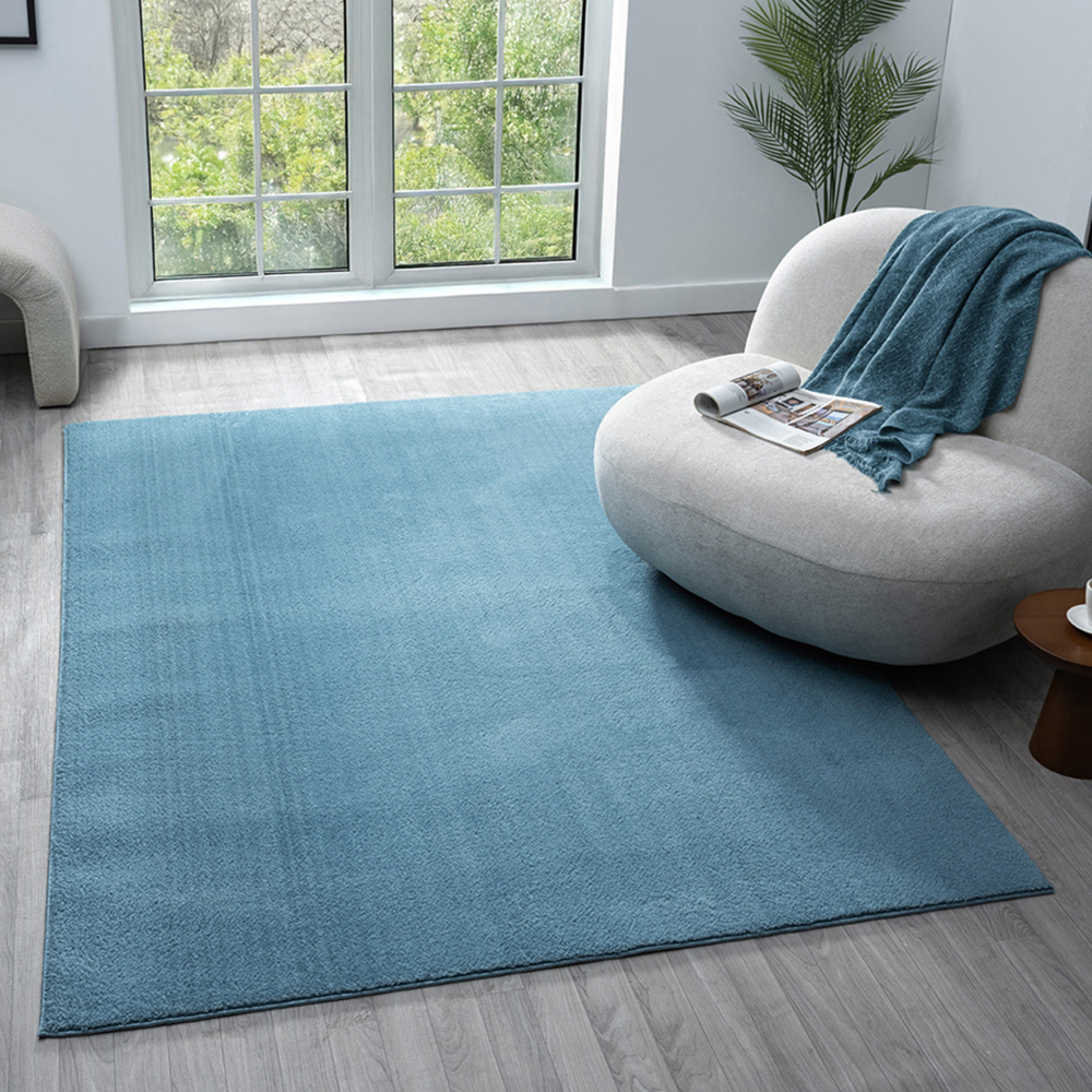 Desire Rugs Comfy Blue Anti Slip Felt Backing Rug 60 x 100cm Image 2