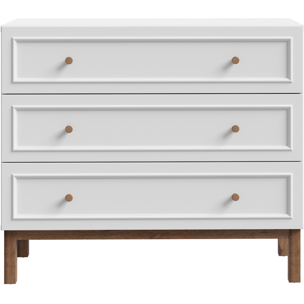 Florence Wensley 3 Drawer Light Grey and Oak Chest of Drawers Image 3