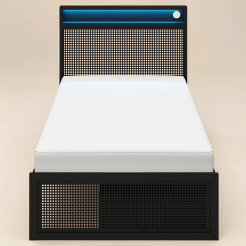 Flair Callan Single Black Metal Bed Frame with Storage and LED Image 3