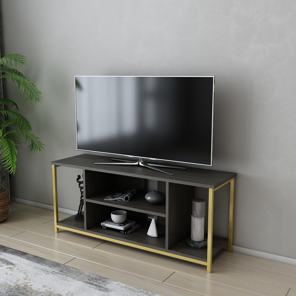 Decorotika Rinaldo 4 Shelf Gold Frig TV Stand for 55 inch TV Image 4