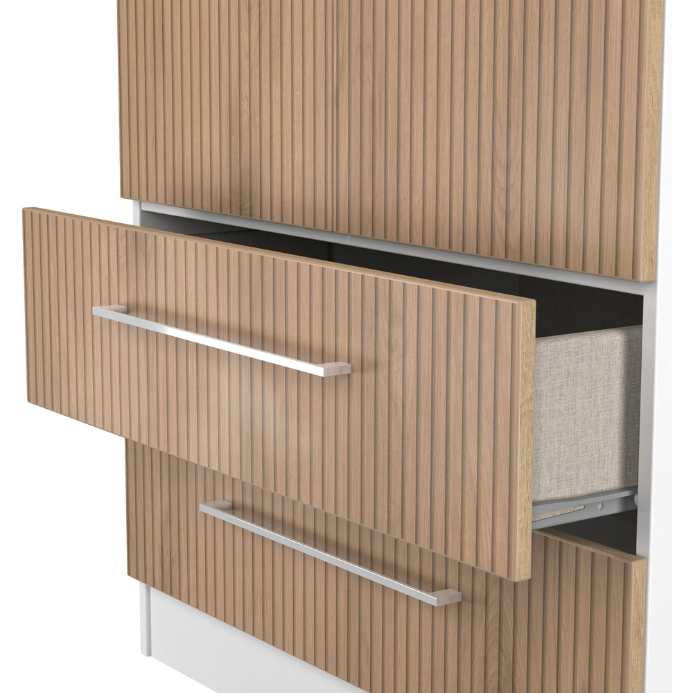 Crowndale Worcester 2 Door 2 Drawer Slatt Effect and White Tall Wardrobe Ready Assembled Image 7