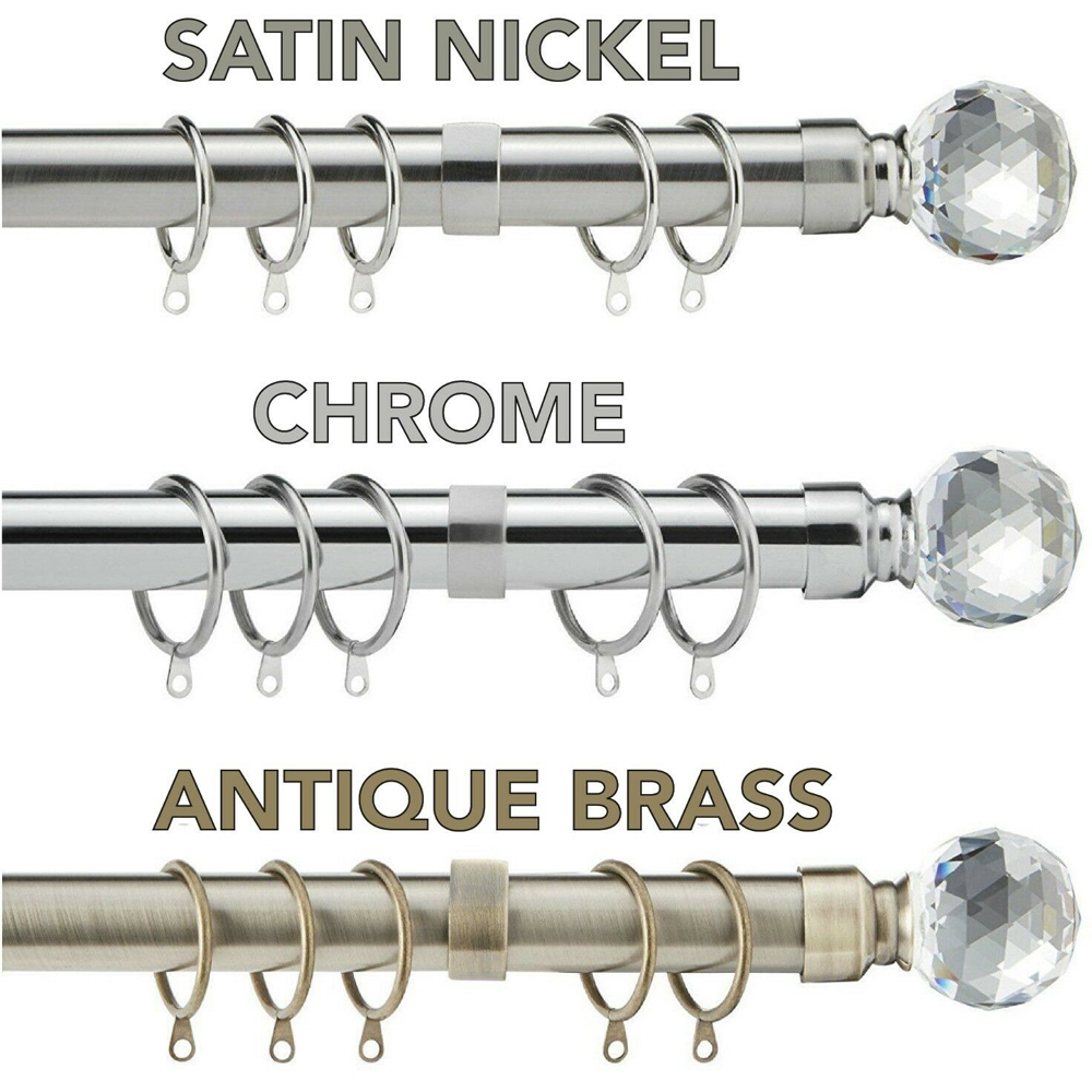 Home Treats 40 to 218cm Extendable Chrome Metal Crystal Curtain Pole Image 6