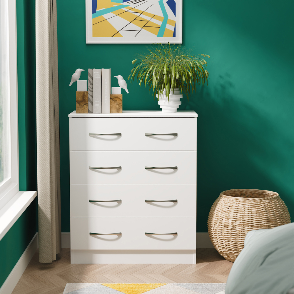 Crowndale Avon 4 Drawer White Matt Chest of Drawers Ready Assembled Image 7