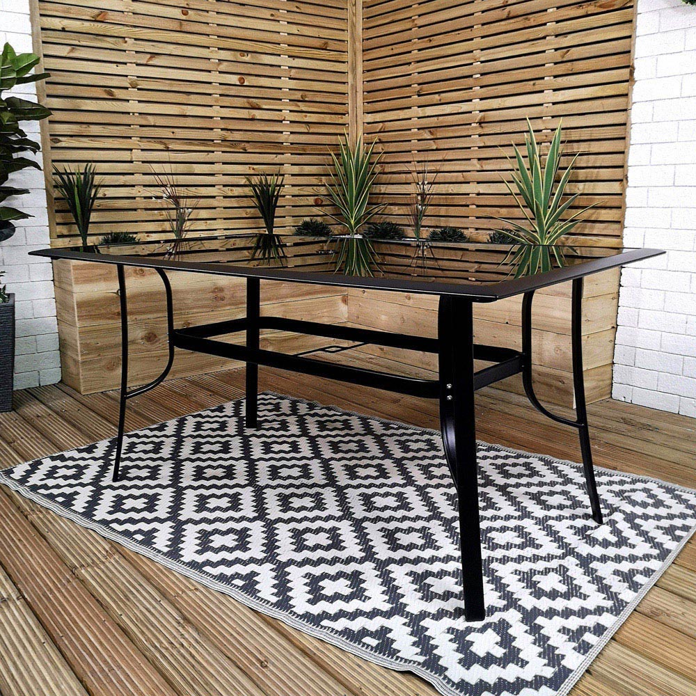 Samuel Alexander 6 Seater Rectangular Outdoor Dining Set with Black Parasol Image 3