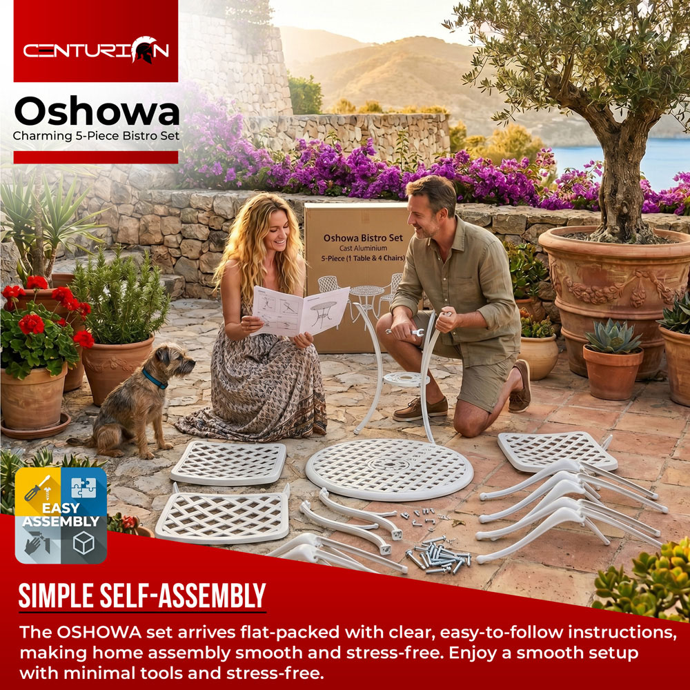Centurion Oshowa 4 Seater White Cast Aluminium Garden Bistro Set Image 8
