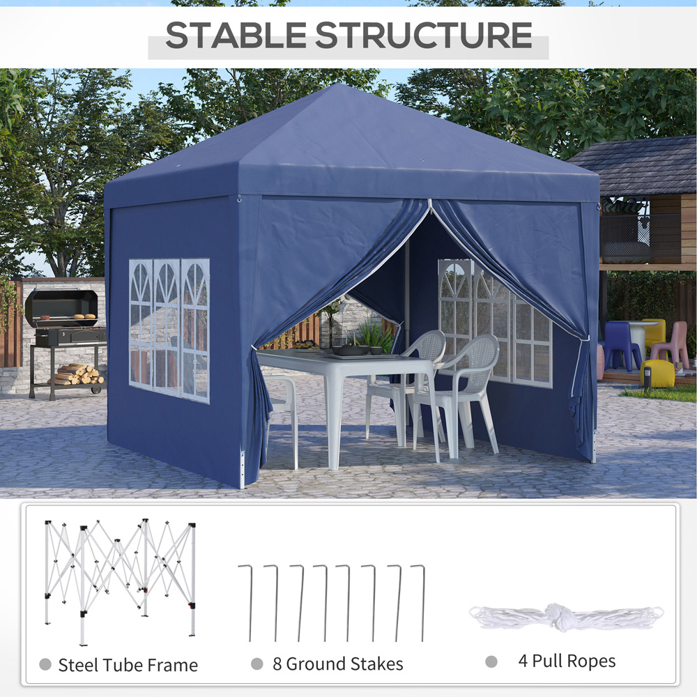 Outsunny 3 x 3m Blue Pop Up Water Resistant Camping Party Tent Image 5