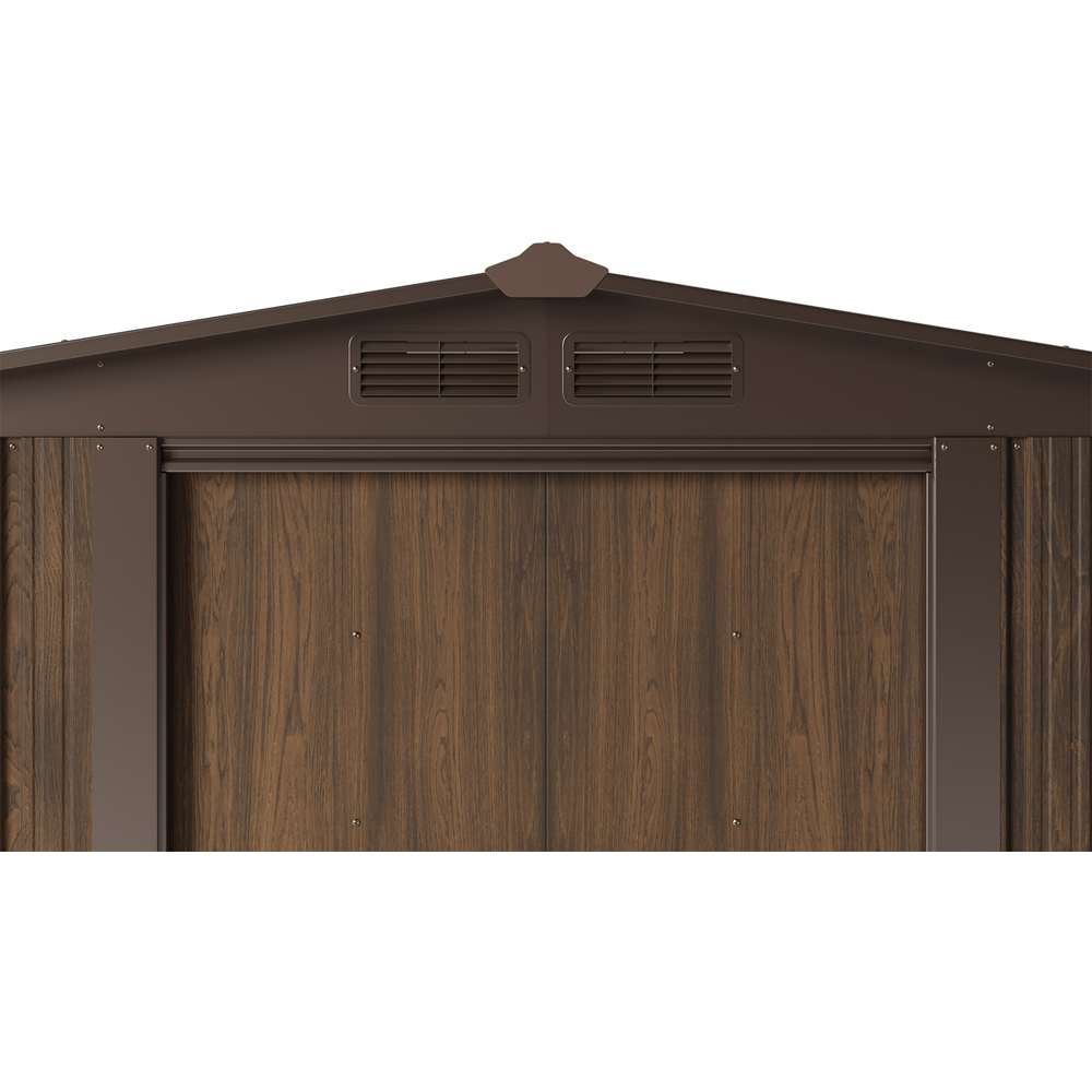 Living and Home 4 x 8ft Wood Grain Finish Apex Garden Shed with Log Storage Image 4