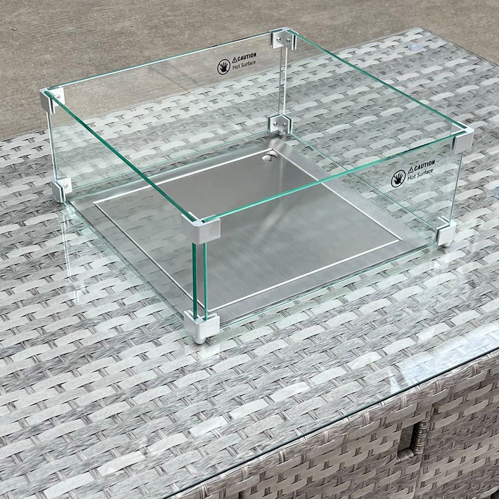 Oseasons Aruba 9 Seater Dove Grey Rattan Firepit Table Set Image 4