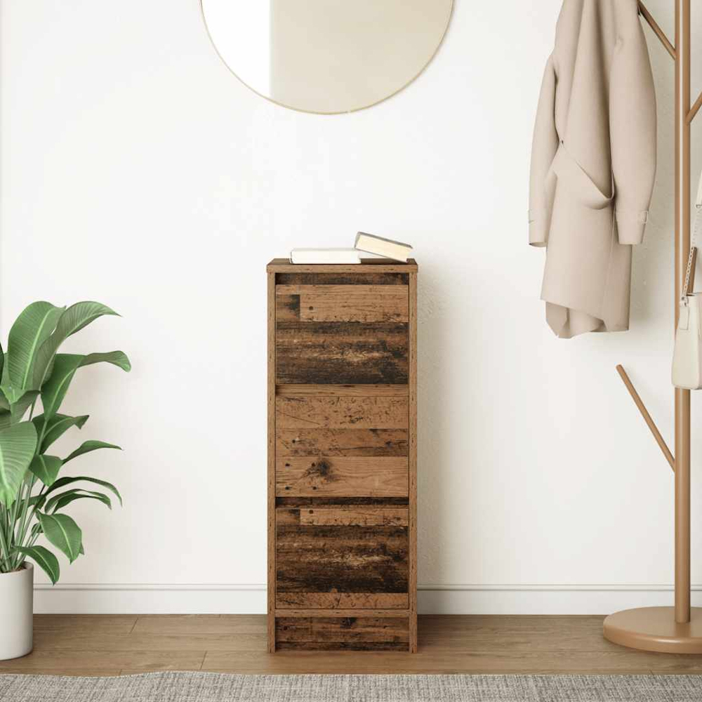 vidaXL 3 Drawer Old Wood Slim Sideboard Image 9
