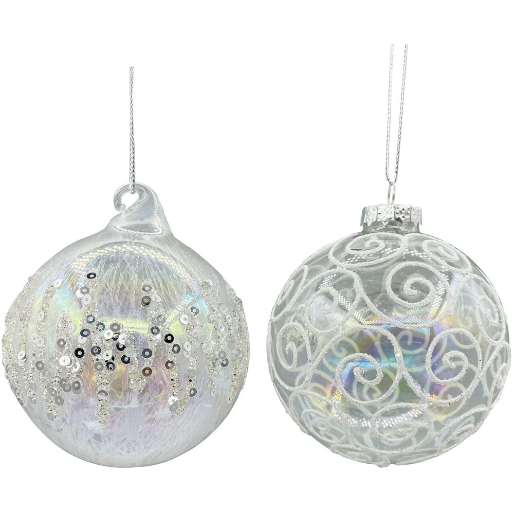 Iridescent Glittered Bauble - Clear Image