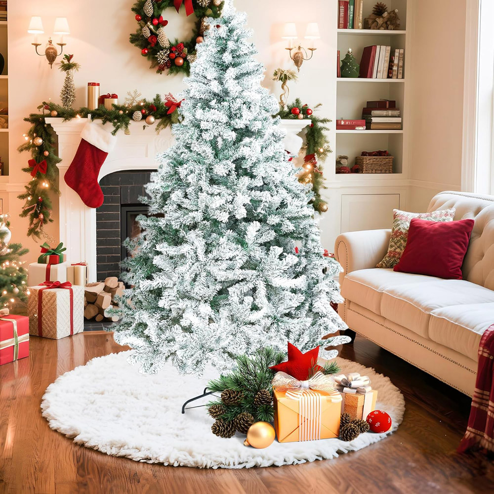 Alivio Snow Flocked Artificial Christmas Tree with Solid Metal Stand 6ft Image 3