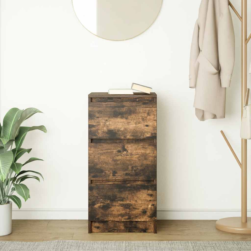 vidaXL 3 Drawer Smoked Oak Sideboard Image 3