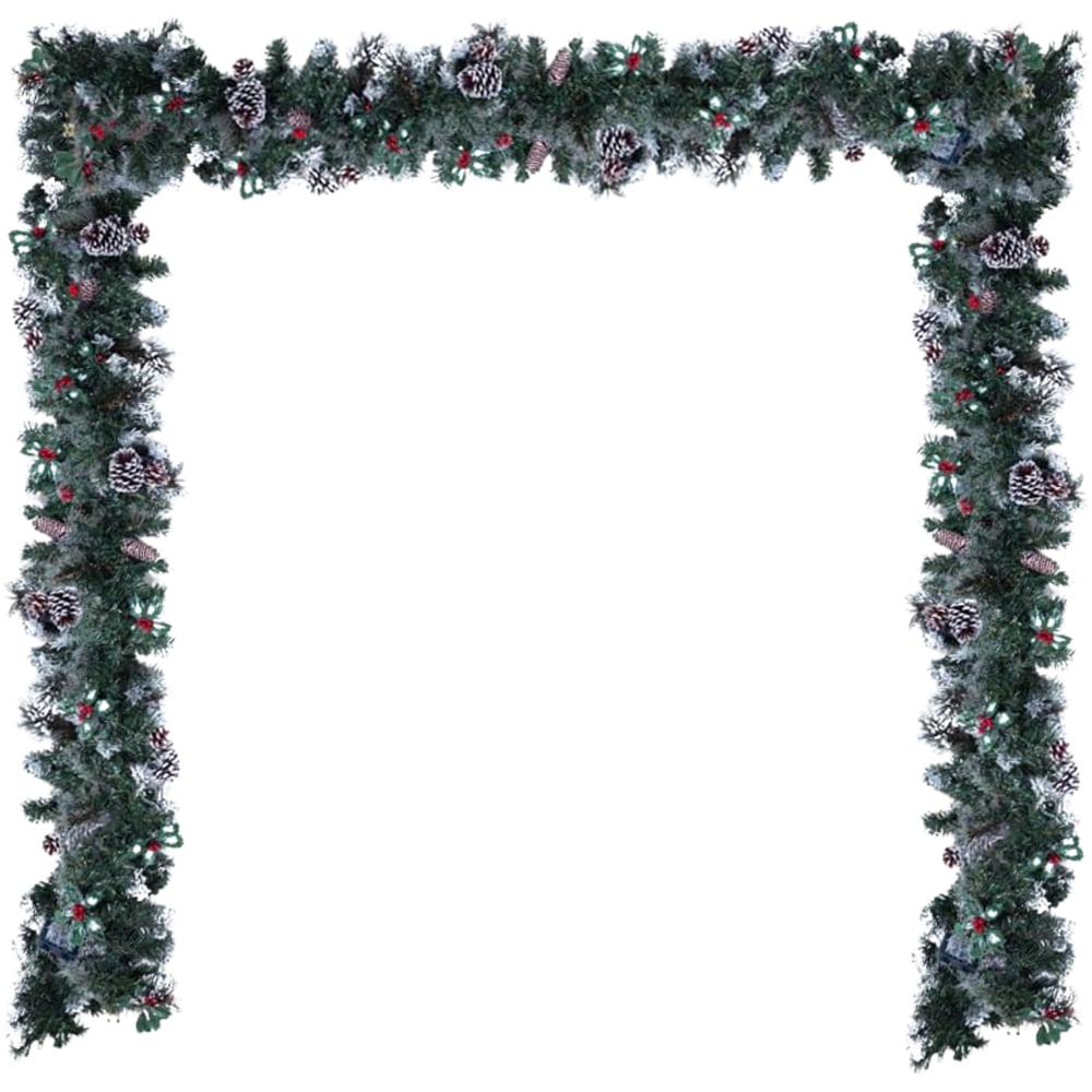 Marco Paul Warm White LED Christmas Garland with Frosted Pinecones 180cm Image 1
