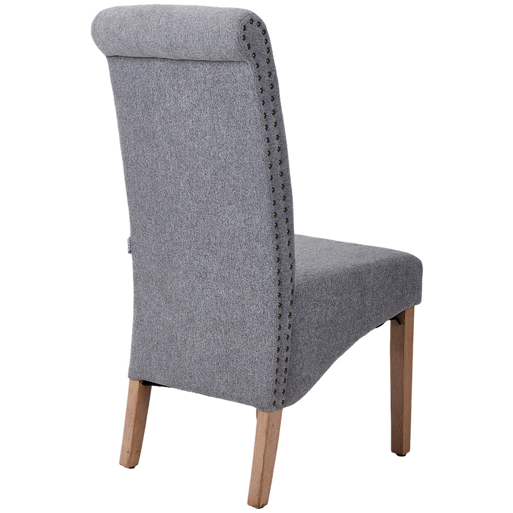 Living and Home Set of 2 Grey Linen Upholstered Dining Chairs Image 3
