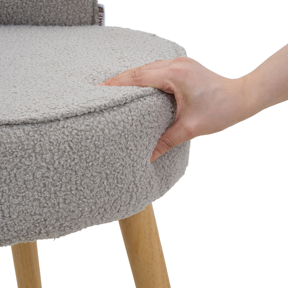 Living and Home Grey Teddy Fleece Low Backrest Vanity Stool Image 6