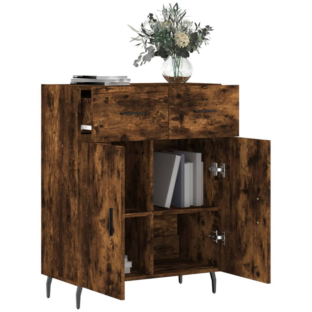 vidaXL 2 Door 2 Drawer Smoked Oak Sideboard Image 4