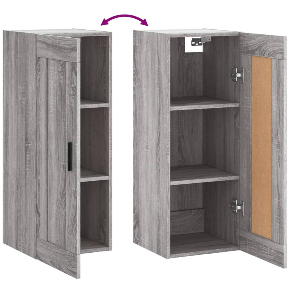 vidaXL Single Door Grey Sonoma Wall Mounted Cabinet Image 8