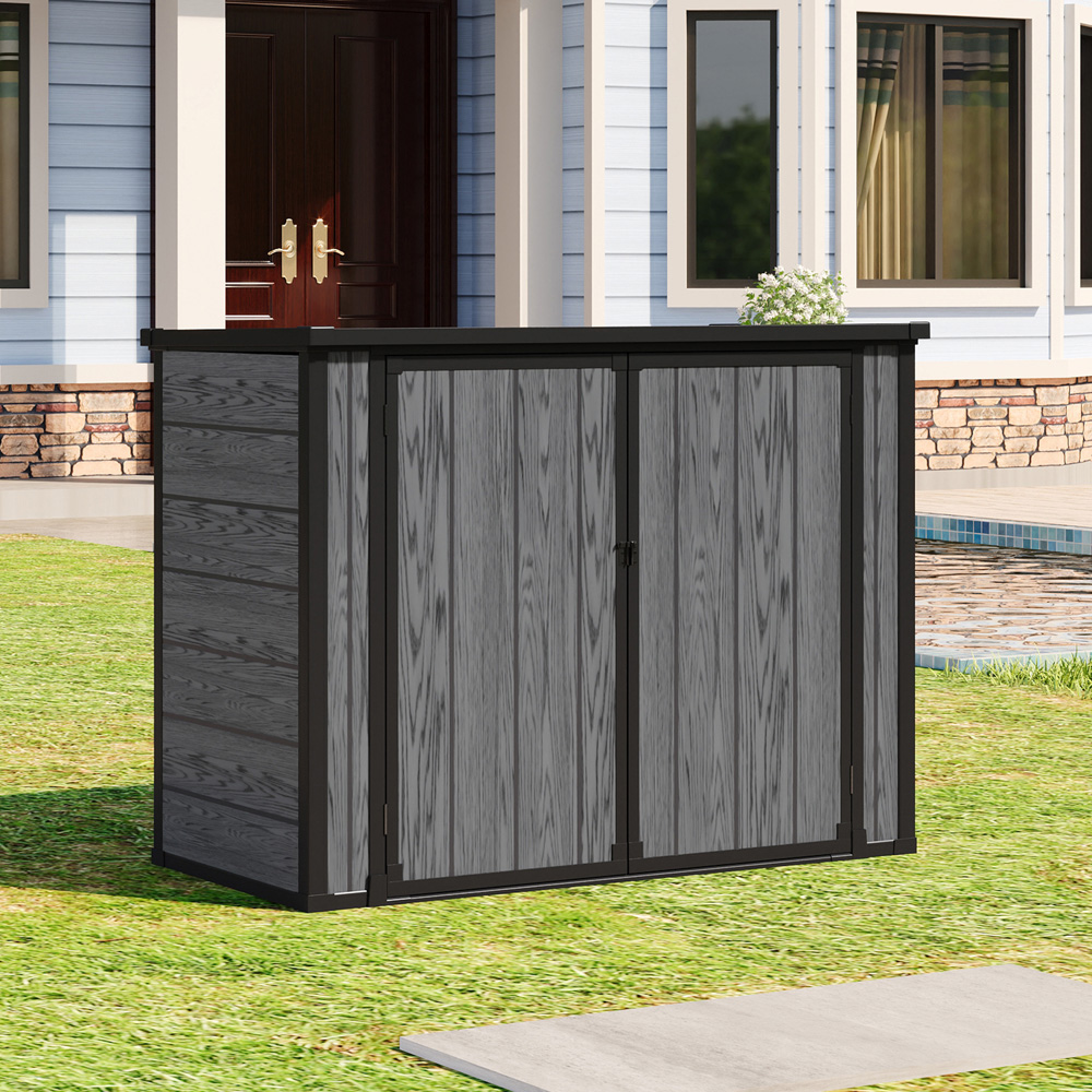 Living and Home 4.6 x 2.4ft Dark Grey Garden Bin Tool Storage Shed Image 2