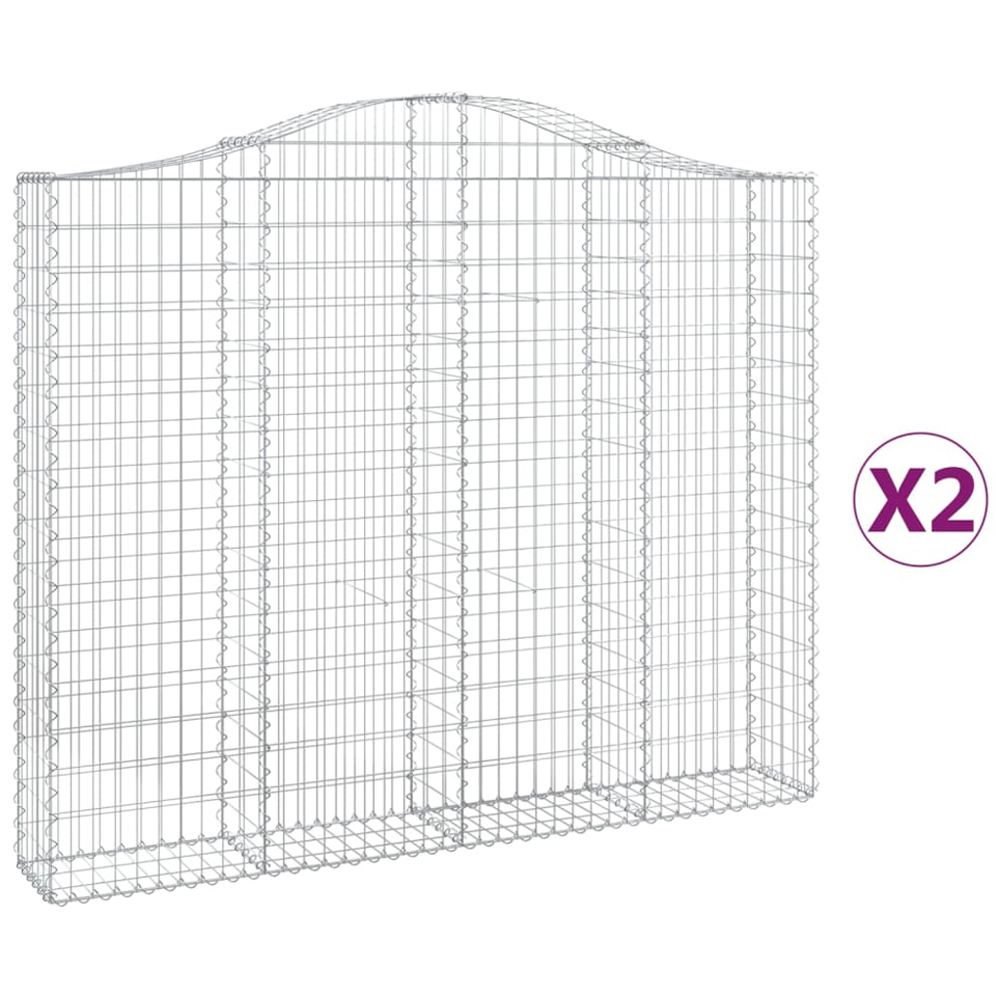 vidaXL Silver Galvanised Iron Gabion Basket 200 x 30 x 160/180cm 2 Pack Image 4