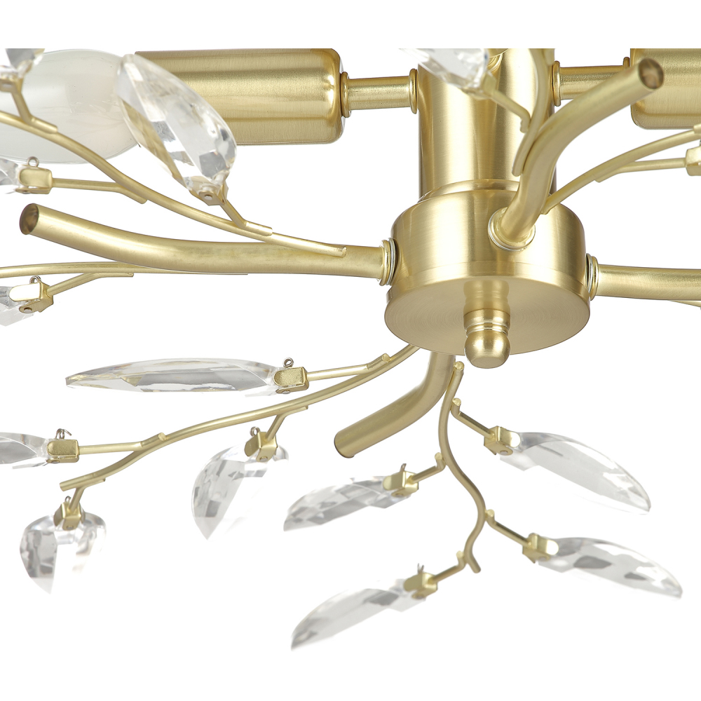 Happy Homewares Brushed Gold Plated Branch Ceiling Light with Acrylic Leaves Image 6