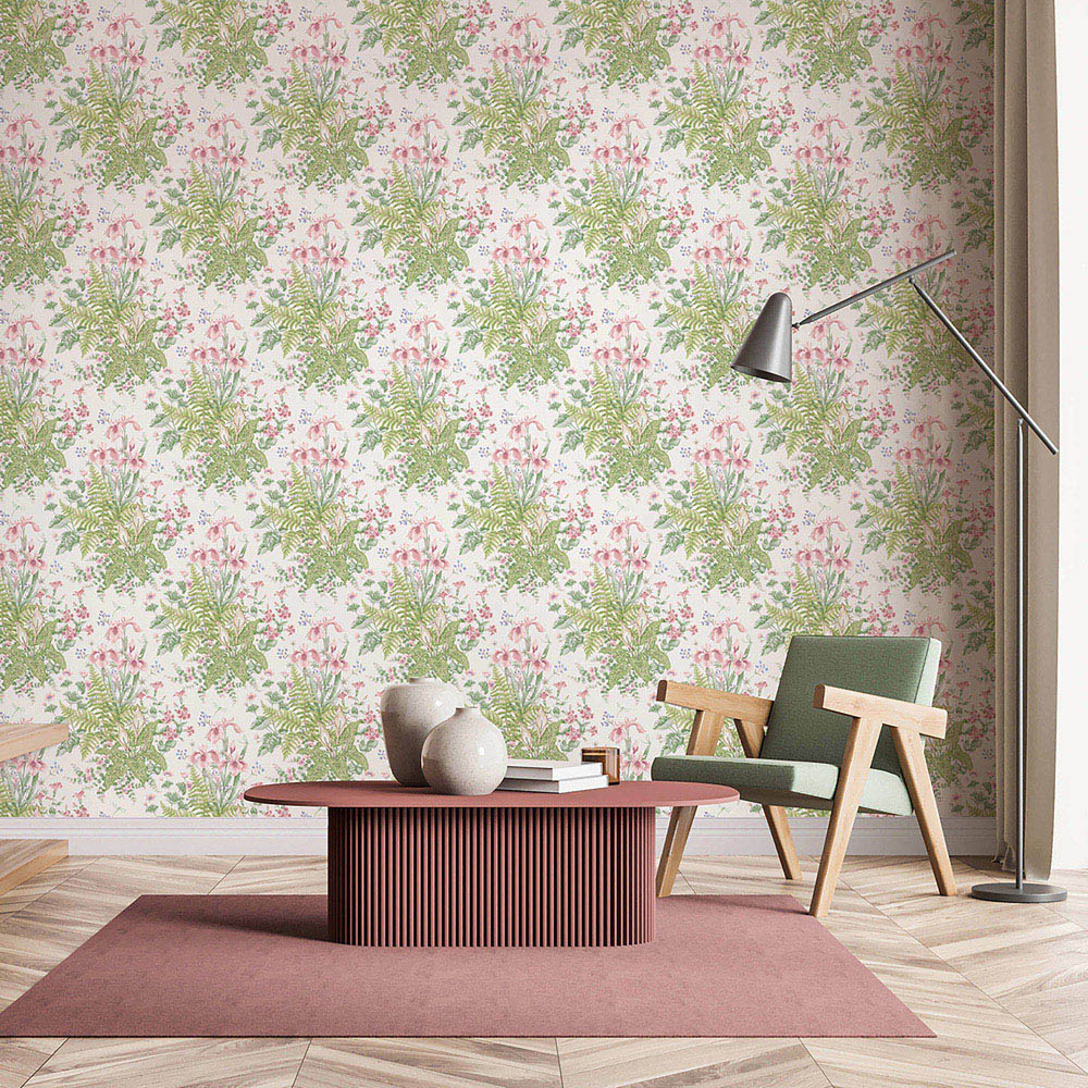 Rasch Wallpaper Chelsea Ferns Green and Pink Wallpaper Image 3