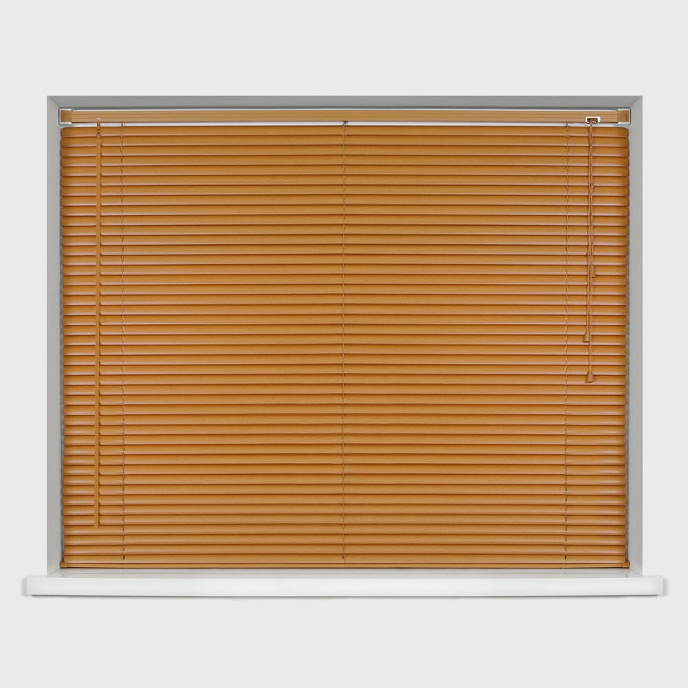 Caecus Wood Grain Effect PVC Long Drop Venetian Blind Teak 135 x 210cm Image 1