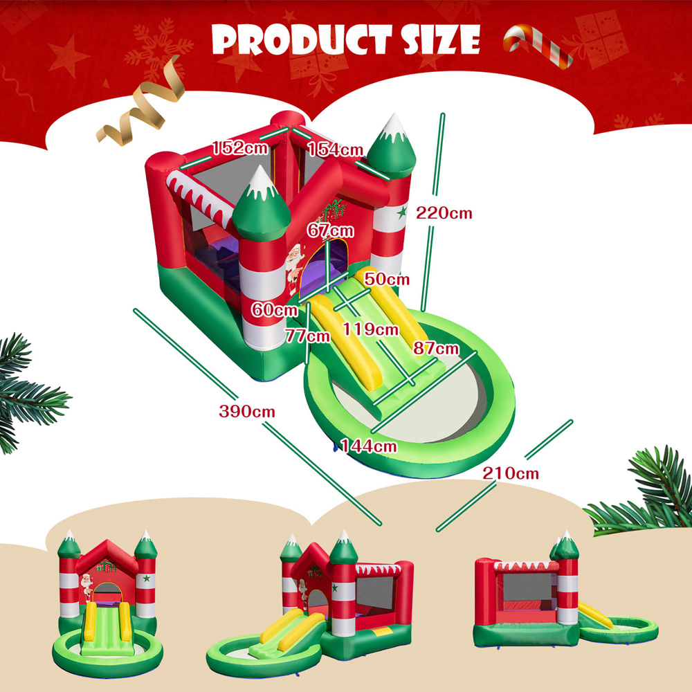 Costway Christmas Themed Inflatable Bouncy Castle with Ball Pit 7.2 x 12.8 x 6.9ft Image 9