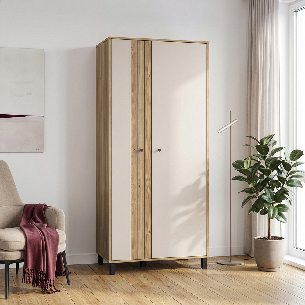 Florence Grafton 2 Door Cream and Oak Wardrobe Image 6